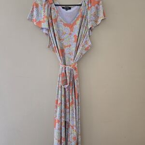 Nine West Orange and Gray Maxi Dress